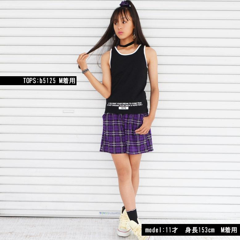 チェックキュロットパンツ メール便可 キュロット キッズ ダンス衣装