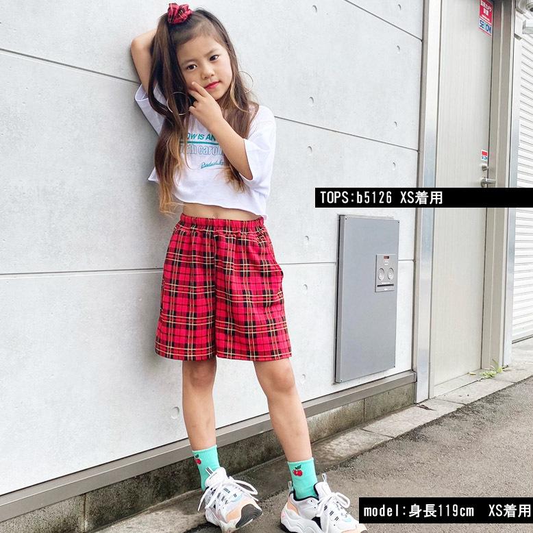 チェックキュロットパンツ メール便可 キュロット キッズ ダンス衣装
