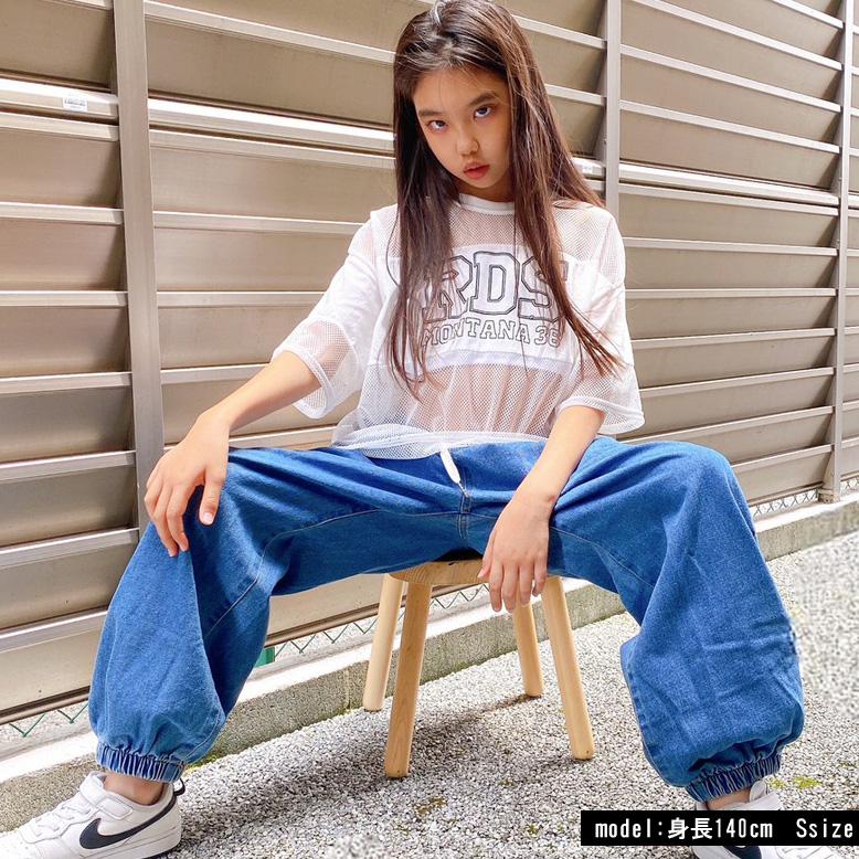 カラフルロゴ刺繍メッシュシャツ メッシュ切替BIGT メッシュ Tシャツ 透け キッズ ガールズ b5207/12
