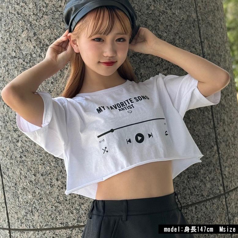 MY FAVORITE SONGptT ロゴプリント クロップド丈 プレーンTシャツ