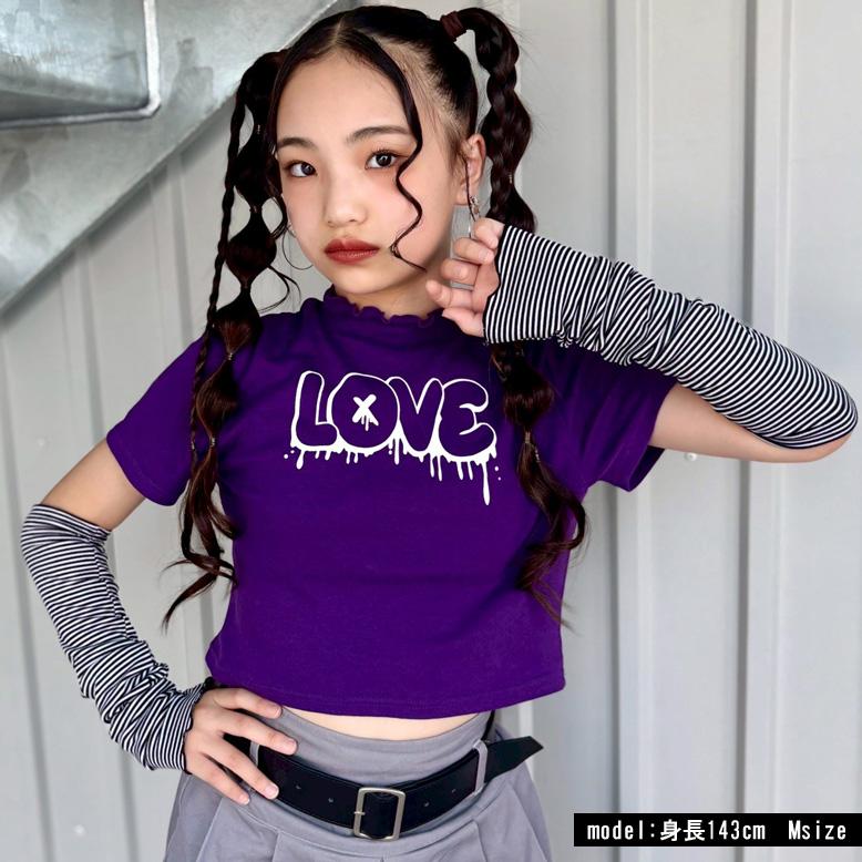 BDアームカバー付LOVEptT 半袖 日本製 ショート丈 キッズ ダンス衣装