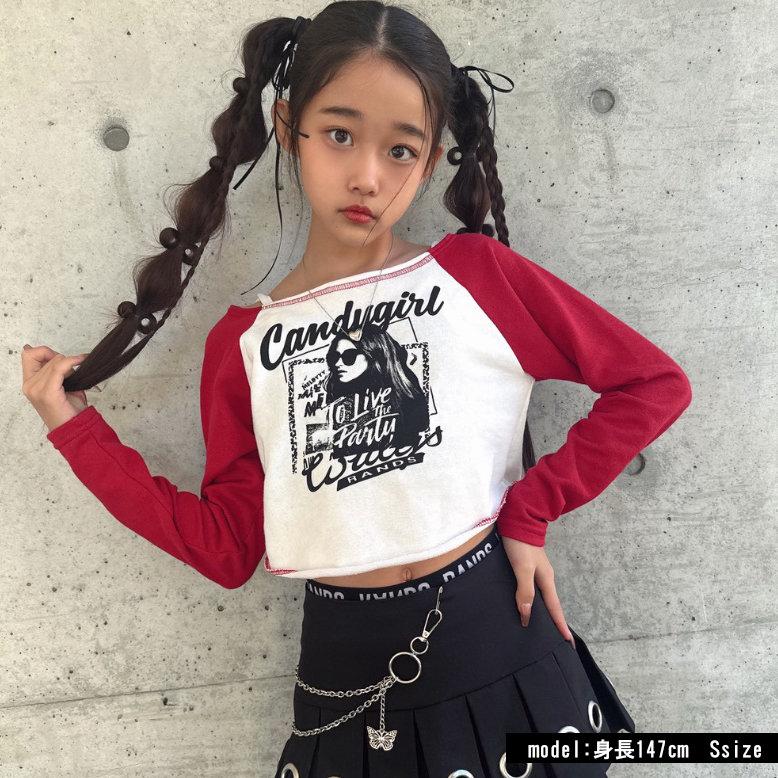 ガールptオフショルラグラントップス 長袖 ロンT 日本製 キッズ ダンス