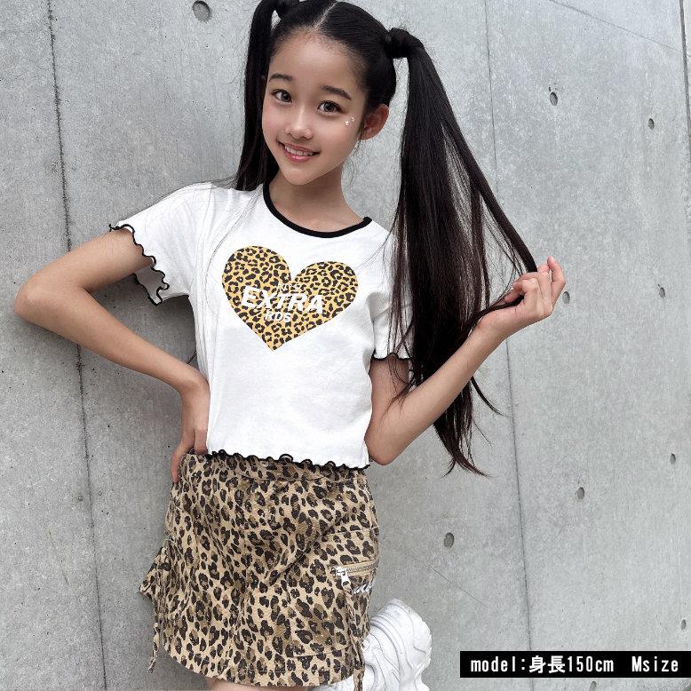 レオパードハートptT 半袖T Tシャツ 日本製 キッズ ヒョウ柄 ダンス