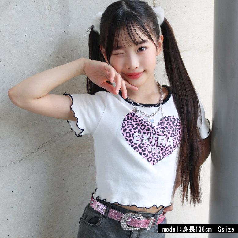 レオパードハートptT 半袖T Tシャツ 日本製 キッズ ヒョウ柄 ダンス