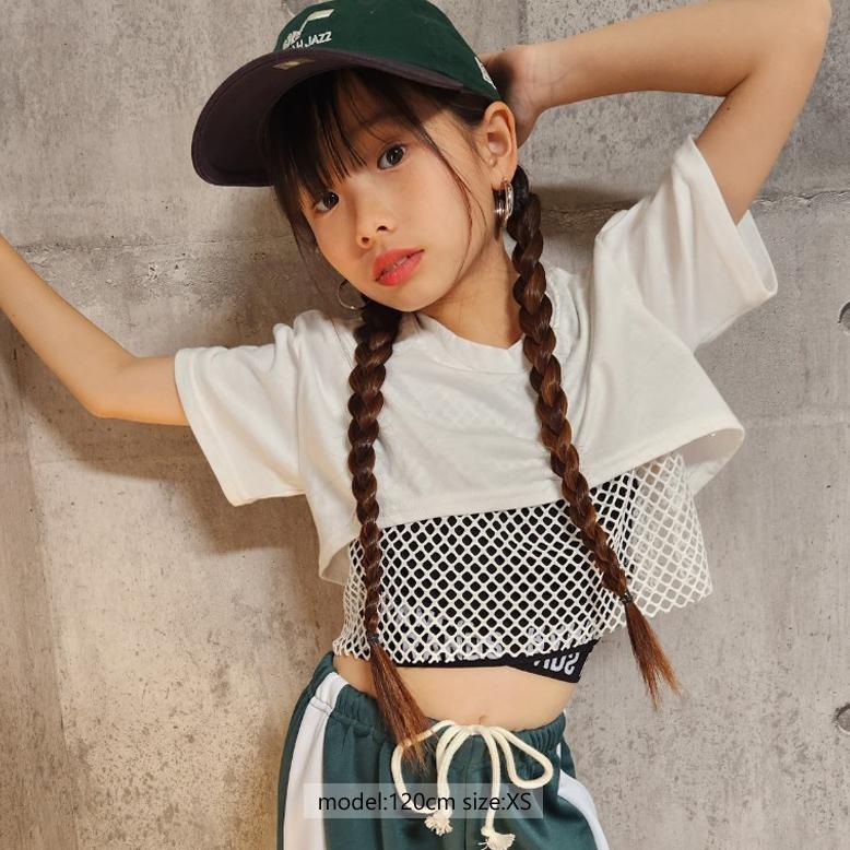 RandS/R メッシュレイヤードT 幅広T ショート丈Tシャツ ネット ダンス