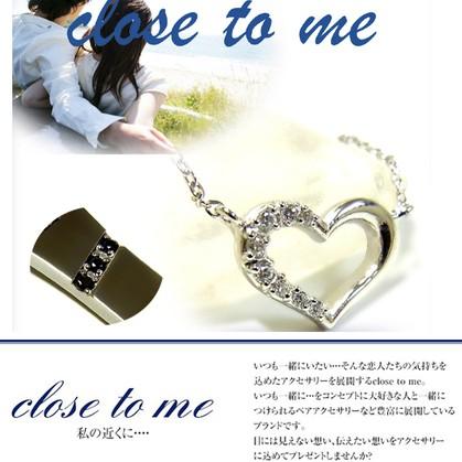 送料無料 close to me ペアネックレス キュービックジルコニア シルバー925 ブラック オープンハート プレートクロストゥミー_4