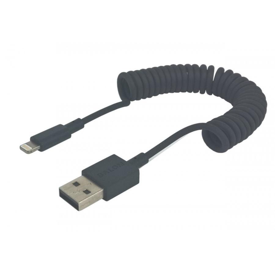 Salom uCable Apple Coil 8pin APPLE純正ライトニングケーブルと同じICチップ使用で同等の性能を発揮　1.2Ｍ長ライトニングケーブルBlack ブラック |  | 02