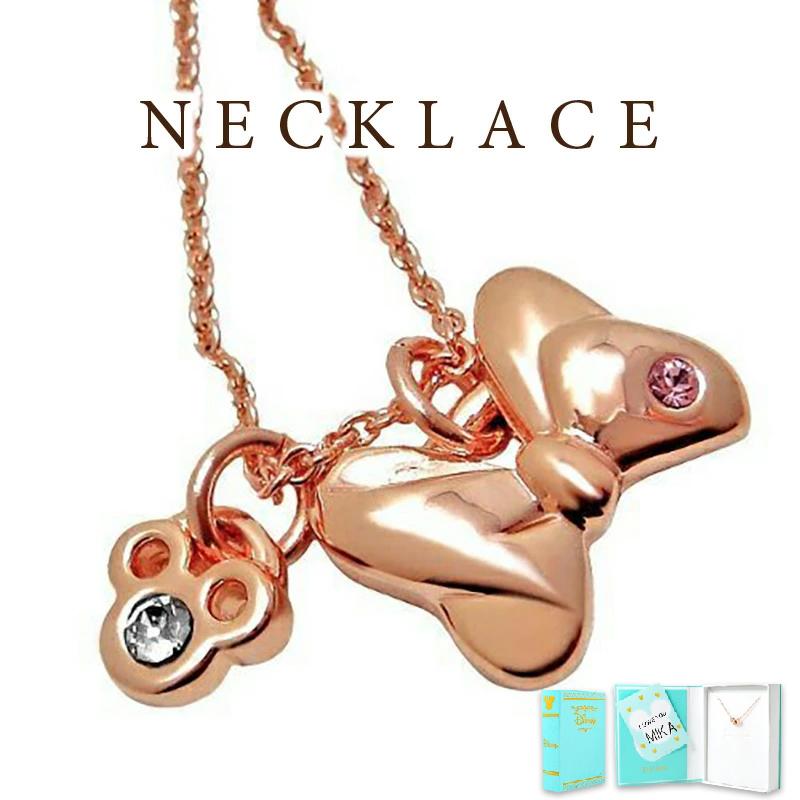 ディズニー ネックレス レディース ミニー ミッキー 24金 加工 スワロフスキー リボン Disney Y 最大64 Offクーポン