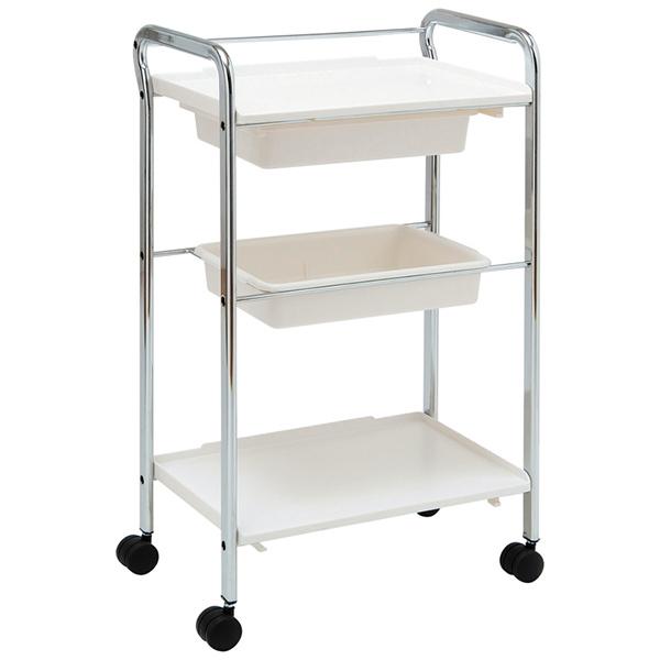 全2色（ホワイト・ブラウン）エステワゴン3段 ワゴン サロン ヘア