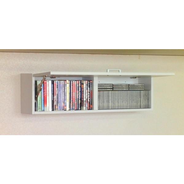 壁掛けCD・DVDラック 幅90 ホワイト色 : サロンDE収納 壁掛けCD・DVDラック 幅90 ホワイト色 : サロンDE収納