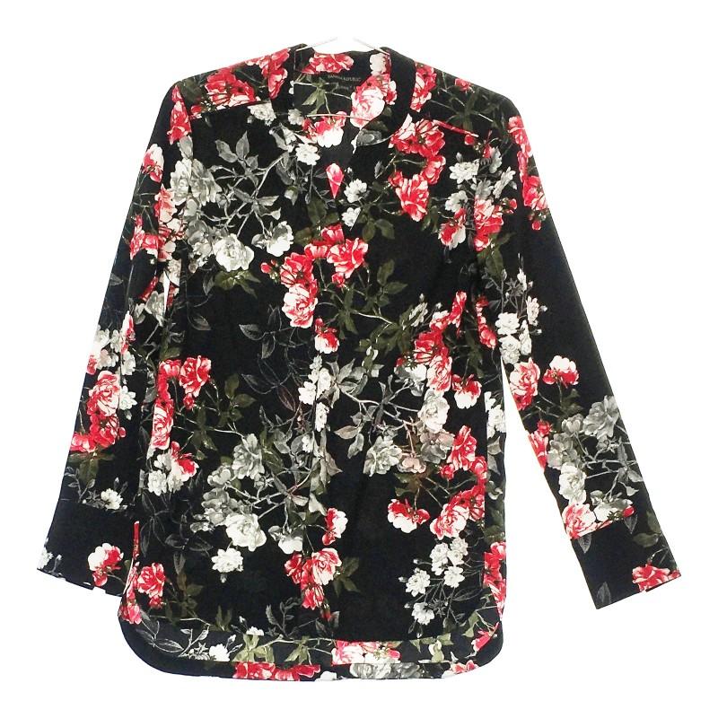 【09495】美品 Banana Republic トップス XXSサイズ BLACK 良品 バナナリパブリック ブラウス 長袖 長袖ブラウス