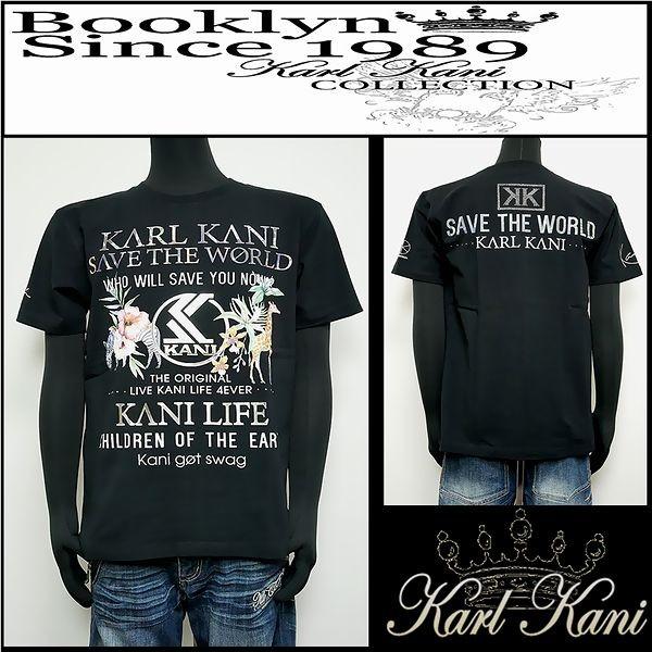 Karl Kani カールカナイ 服 Tシャツ 接触冷感セーブザワールドT ブラック Lサイズ 202K1021｜salt