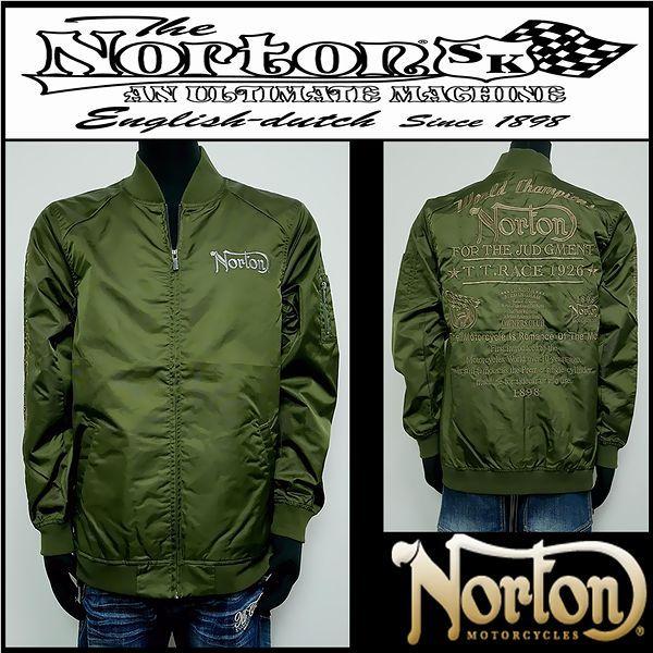 売り出し格安 Norton ノートン 服 ジャケット ナイロンツイルMA-1 カーキ Ｌサイズ 211N1601
