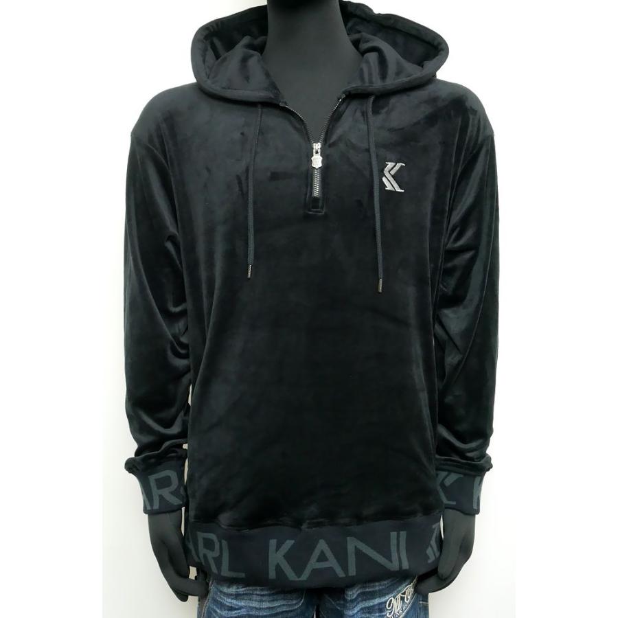 Karl Kani カールカナイ 服　パーカー シャギー両面ボアハーフジッププルパーカー ブラック Lサイズ 233K1317｜salt｜02