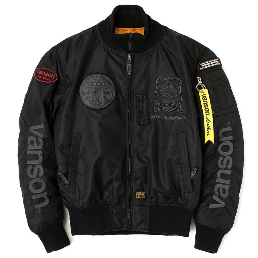 VANSON ブラックジャケット L 中古・古着通販】VANSON (バンソン) A-2 フライトレザー