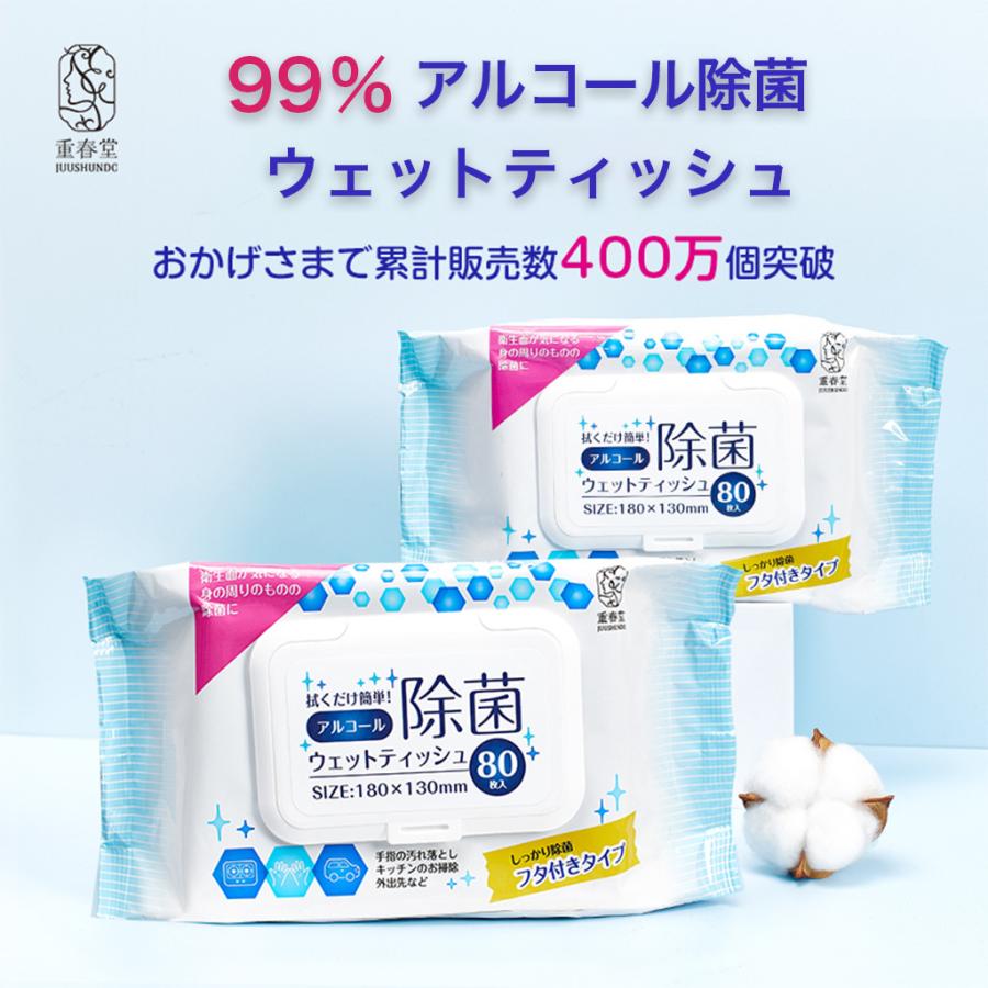 アルコール 除菌シート ウェットティッシュ フタ付き 80枚入り