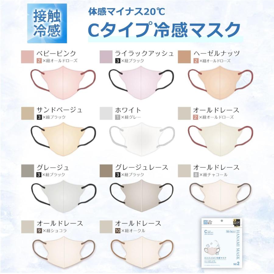 CICIBELLA バイカラー 冷感マスク お得な 60枚 Cタイプ cicibella 3D