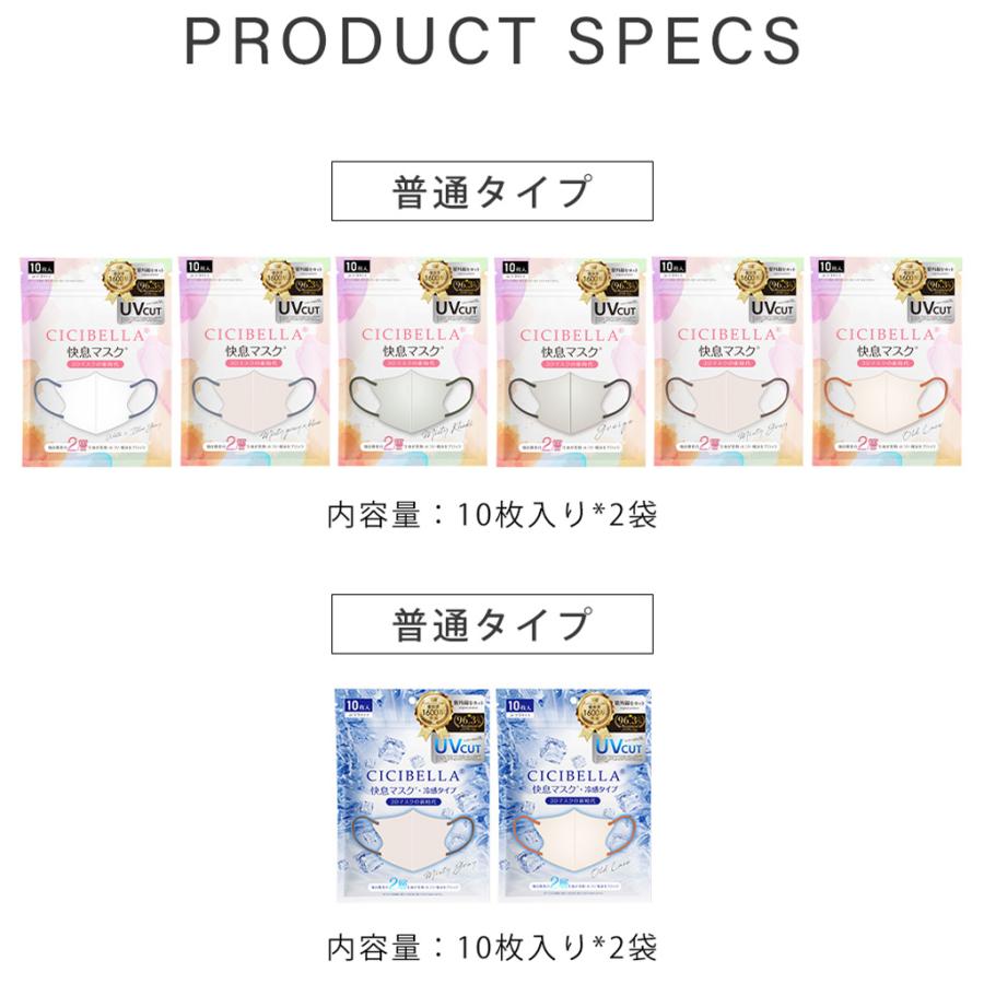 CICIBELLA new cicibella 冷感 快息マスク 3Dマスク 60枚 10枚x2袋x3