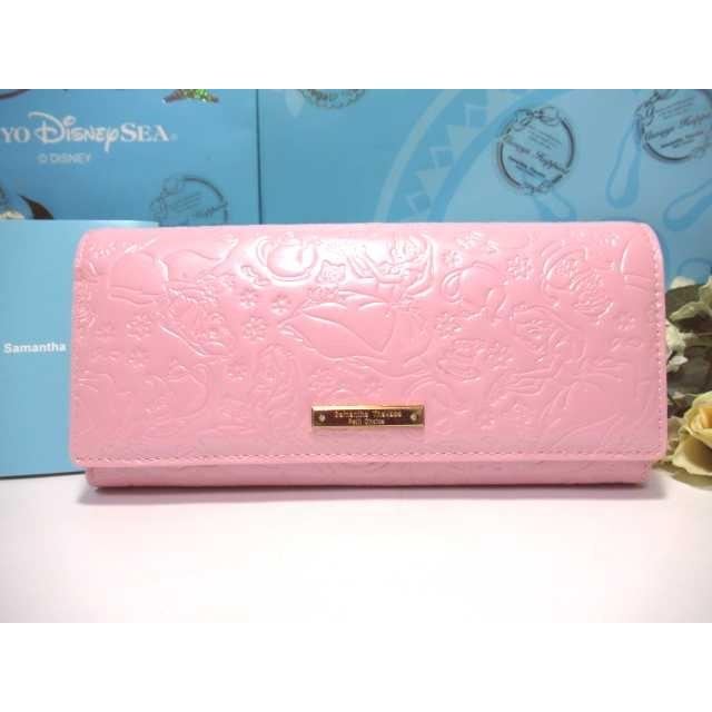 送料無料 サマンサタバサ プチチョイス 長財布 証明書付 ディズニー 財布 帽子 ファッション小物 限定 ふしぎの国のアリス お茶会 エナメル 本牛革 型押 証明書付 長財布 ピンク 被 新品 Disney Samathava コレクション 包装無料 Pc Lw 14alice Enamel Kb P