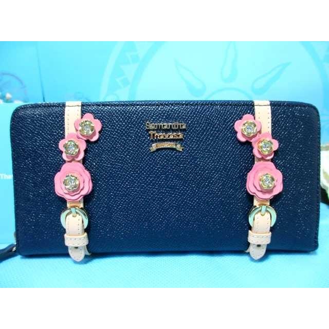 送料無料 サマンサタバサ 限定 美女と野獣 本牛革 ファスナー 長財布 紺 新品 証明書 有料包装付 ディズニー プリンセス ベル ビースト