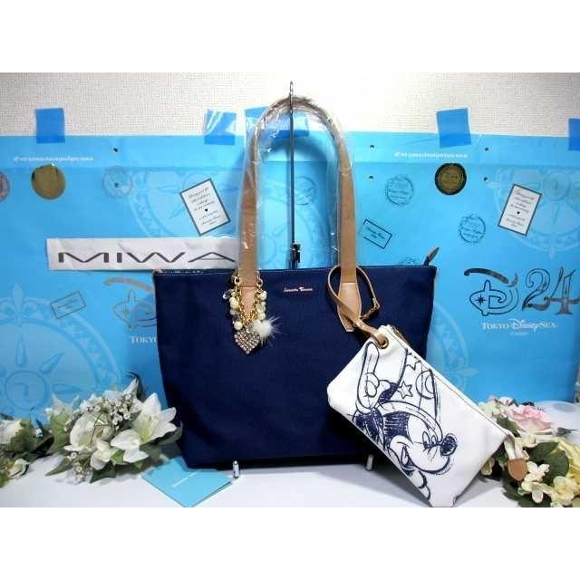 サマンサタバサ 限定 ファンタジア ミッキー トートバッグ 紺 ポーチ付 新品 証明書付 ギフト包装可 ディズニー D23 Expo Japan A4 肩掛 男女兼用