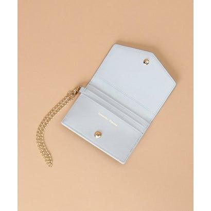 送料無料 サマンサタバサ ST ロゴ モチーフ 牛革 パスケース カード入 定期入れ チェーン付 ライトブルー 新品 証明書付 包装無料 ユニセックス | Samantha Thavasa | 12