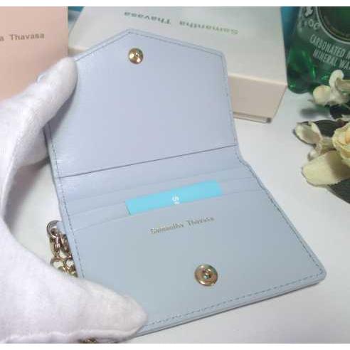 送料無料 サマンサタバサ ST ロゴ モチーフ 牛革 パスケース カード入 定期入れ チェーン付 ライトブルー 新品 証明書付 包装無料 ユニセックス | Samantha Thavasa | 06
