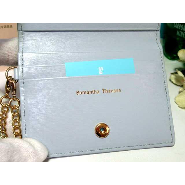 送料無料 サマンサタバサ ST ロゴ モチーフ 牛革 パスケース カード入 定期入れ チェーン付 ライトブルー 新品 証明書付 包装無料 ユニセックス | Samantha Thavasa | 07