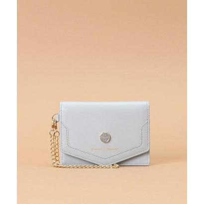 送料無料 サマンサタバサ ST ロゴ モチーフ 牛革 パスケース カード入 定期入れ チェーン付 ライトブルー 新品 証明書付 包装無料 ユニセックス | Samantha Thavasa | 09