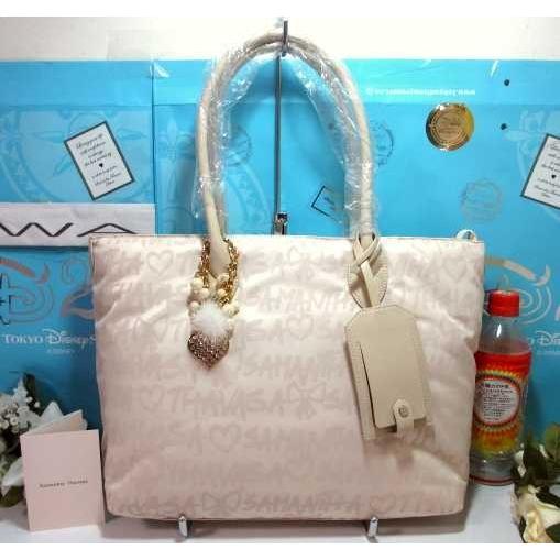 Samantha Thavasa サマンサタバサ 全面 ロゴ リボン 柄 トートバッグ  