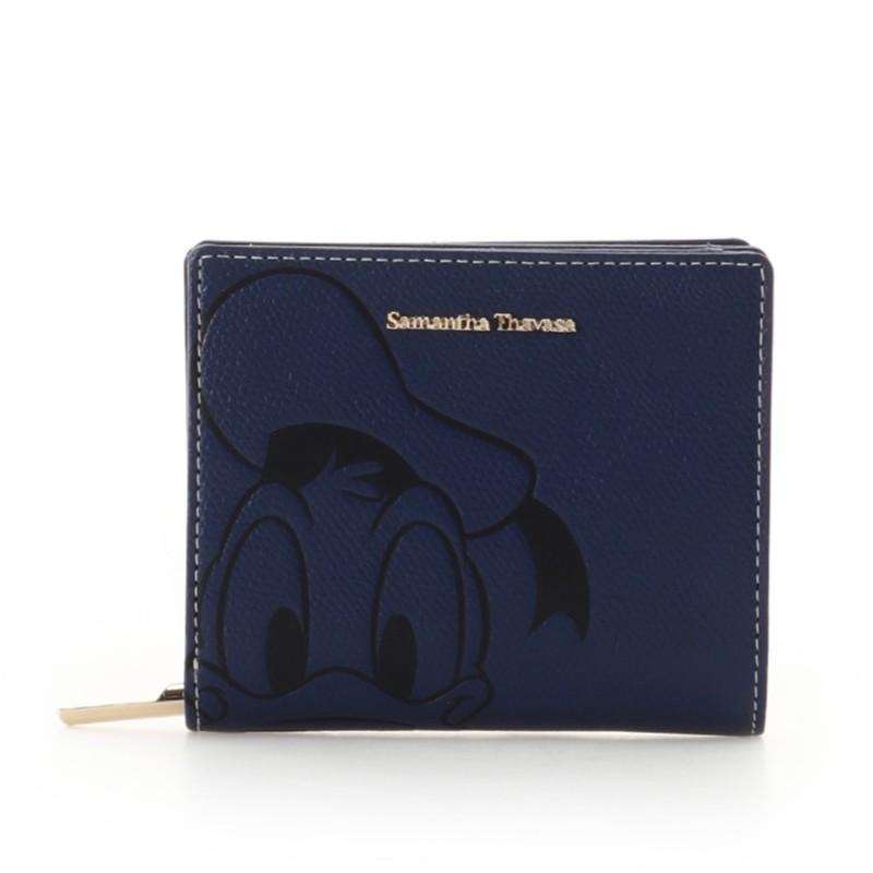 ディズニーとサマンサタバサのコラボ二つ折り財布 Samantha Thavasa（サマンサタバサ） 限定 ドナルド デイジー 牛革 二