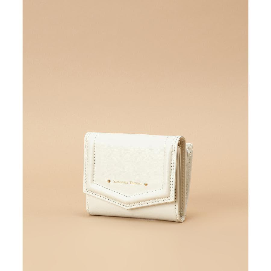Samantha Thavasa 三つ折り財布 ホワイト Samantha Thavasa 送料無料 サマンサタバサ ロゴ入 シンプル