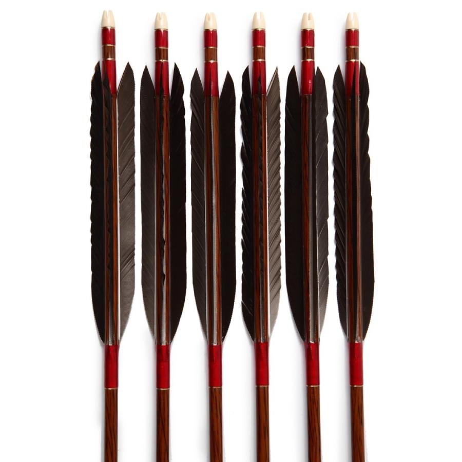 ハヤブサカーボン 黒手羽 80-25 6本組 山武弓具店 送料無料【D-1660