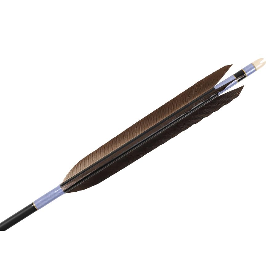 弓道 矢 黒手羽 匠カーボン 75-17S 矧ぎ糸：青藤 6本組 ブラック