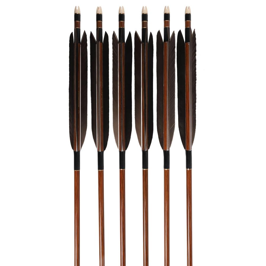 ハヤブサカーボン 矢 黒風切 80-25 6本組 5種類 推奨弓力 14〜17kg 茶