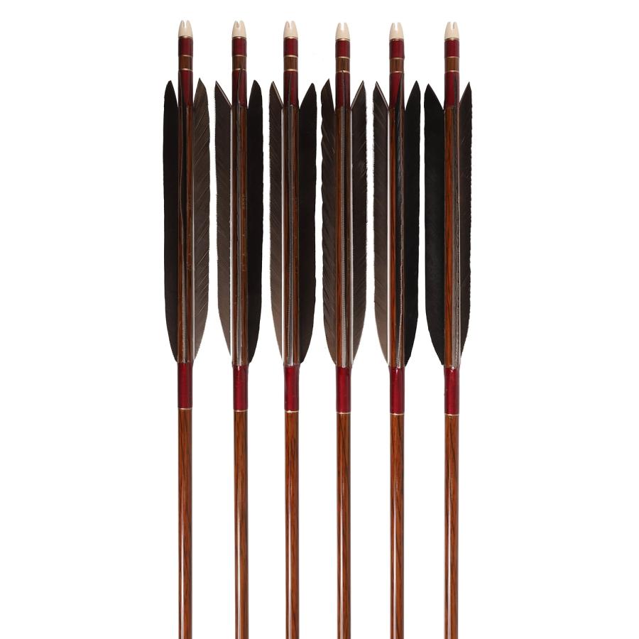 ハヤブサカーボン 矢 黒風切 80-25 6本組 5種類 推奨弓力 14〜17kg 茶