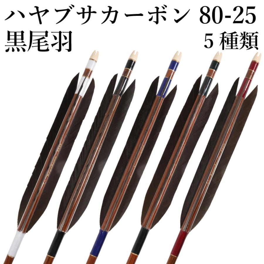 ハヤブサカーボン 8025 98cm 6本組 ハヤブサカーボン 矢 黒尾羽 80-25 6本組 5種類 推奨弓力 14