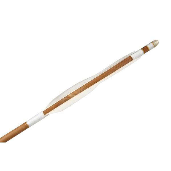 竹製 羽根付き 巻藁矢 糸色：白　矢尺：106〜110cm 既製品 弓道 矢 竹 羽根あり 巻藁 矢 【P-031】 | ブランド登録なし