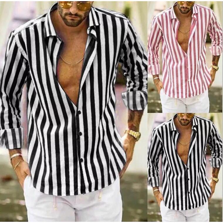シャツ メンズ 長袖 トップス ブラウス ストライプシャツ 開襟 大きいサイズ カジュアル 春 夏 秋 冬 Sctq021 Sami 通販 Yahoo ショッピング