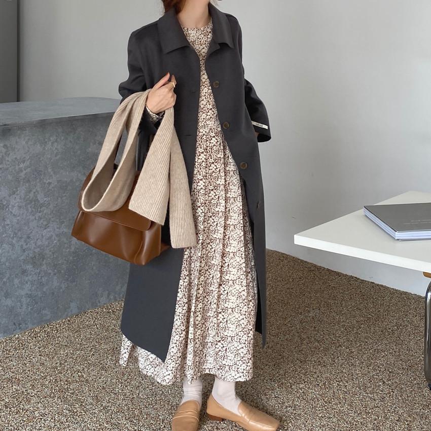 ワンピースレディース 花柄 ワンピース 30代40代 きれいめ ロングワンピース 長袖 膝下 ゆったり 通勤 大人 コーデ Ski1287 Sami 通販 Yahoo ショッピング