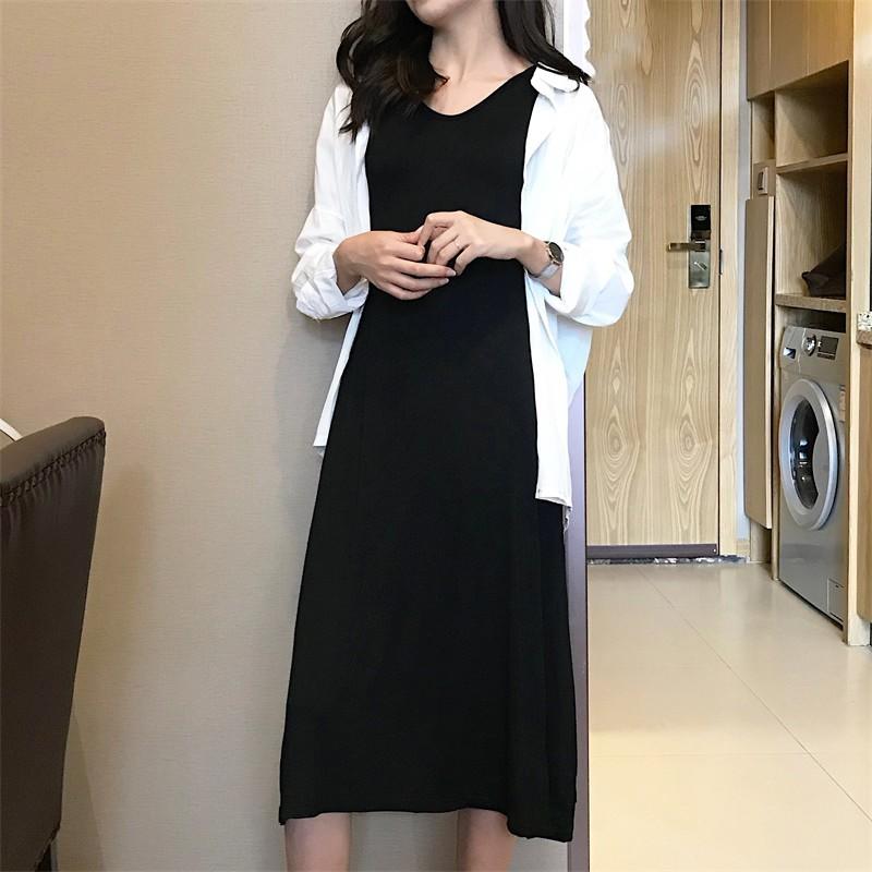 黒ワンピース 白シャツ レディース ロングワンピ カットソー ノースリーブ ワンピース Or ロング 白 薄手 Uvカトー シャツ 部屋着 オシャレ 19 春 40代 Ski478 Sami 通販 Yahoo ショッピング