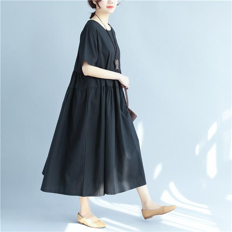 ワンピース レディース 40代 黒ワンピース ロングワンピース きれいめ 夏 フレア ワンピ 綿麻 ナチュラル 大きいサイズ 韓国風 Ski966 Sami 通販 Yahoo ショッピング