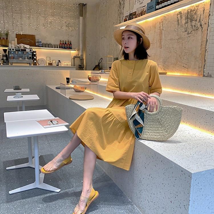 ワンピース レディース 膝丈ワンピース 春夏 半袖ワンピース ゆったり Aラインワンピー 黄色 可愛い 上品 M Xl Sop0366 Sami 通販 Yahoo ショッピング
