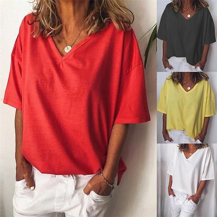 Tシャツ レディース オシャレ ｖネック Tシャツ 半袖 ｔシャツ ゆったり ファッション 無地 通勤 Ol 30代40代 夏トップス 4色 Stx140 Sami 通販 Yahoo ショッピング