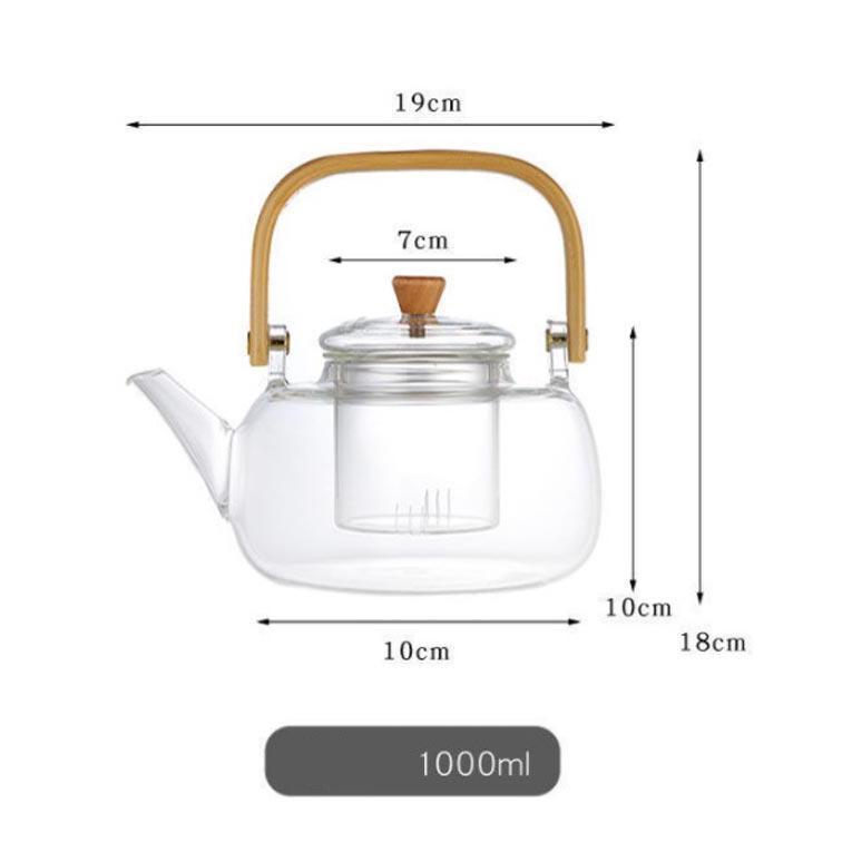 やかん 直火用 ティーポット 耐熱ガラスポット やかん 茶こし付き ガラスポット 急須 耐熱ガラス 直火対応 ガラスケトル ケトル 竹製ハンドル ジャ |  | 11
