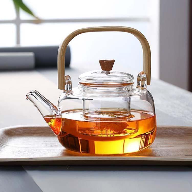 やかん 直火用 ティーポット 耐熱ガラスポット やかん 茶こし付き ガラスポット 急須 耐熱ガラス 直火対応 ガラスケトル ケトル 竹製ハンドル ジャ |  | 02