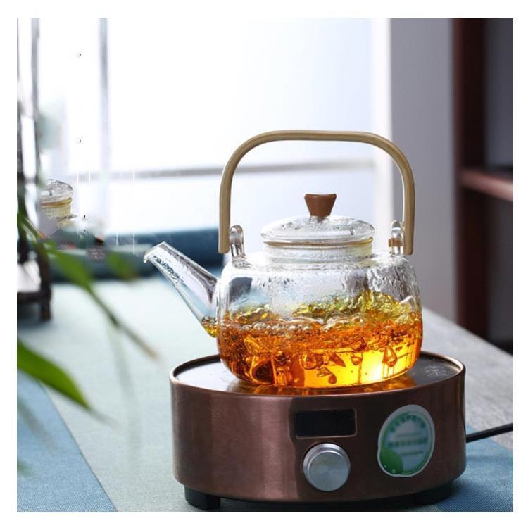 やかん 直火用 ティーポット 耐熱ガラスポット やかん 茶こし付き ガラスポット 急須 耐熱ガラス 直火対応 ガラスケトル ケトル 竹製ハンドル ジャ |  | 07