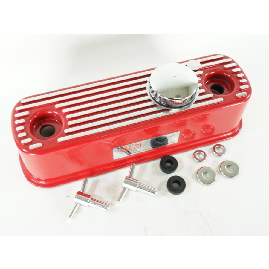 ローバーミニ フィン アルミロッカーカバー 赤キャップ付 CAM6822 RC-3