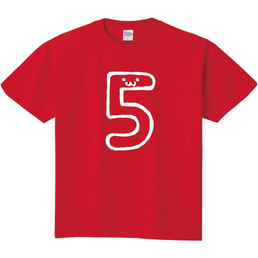 ５　ご　五　five　数字　ナンバー　記号　文字　筆絵　イラスト　半袖Tシャツ｜samoeskey｜05