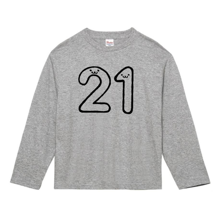 ２１ にじゅういち 二十一 数字 ナンバー 記号 文字 筆絵 イラスト 長袖tシャツ Nu021nt サモエスキー 通販 Yahoo ショッピング